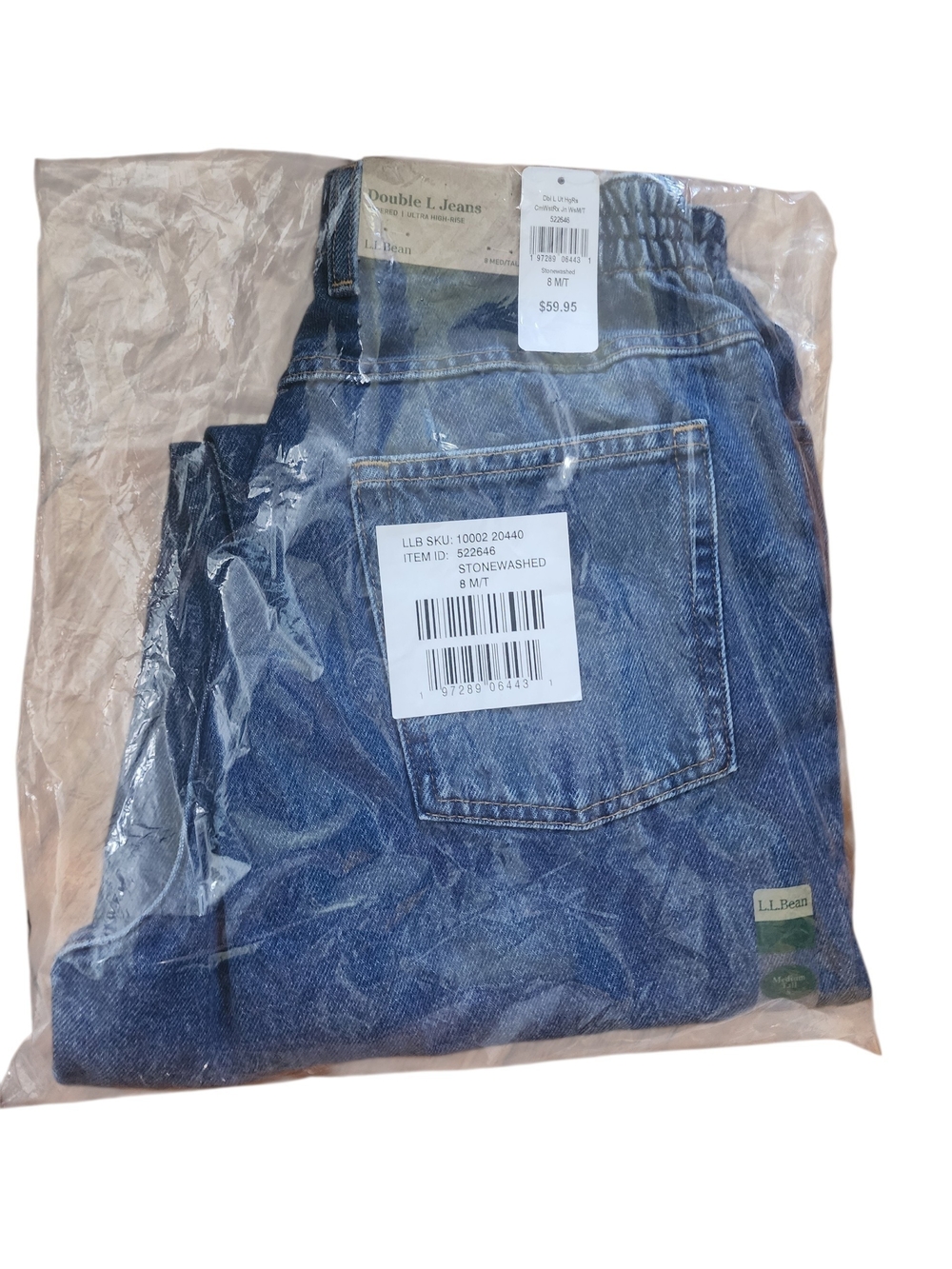L.L. Bean Women’s Stonewashed Blue Relaxed Jeans Brand New 8MT